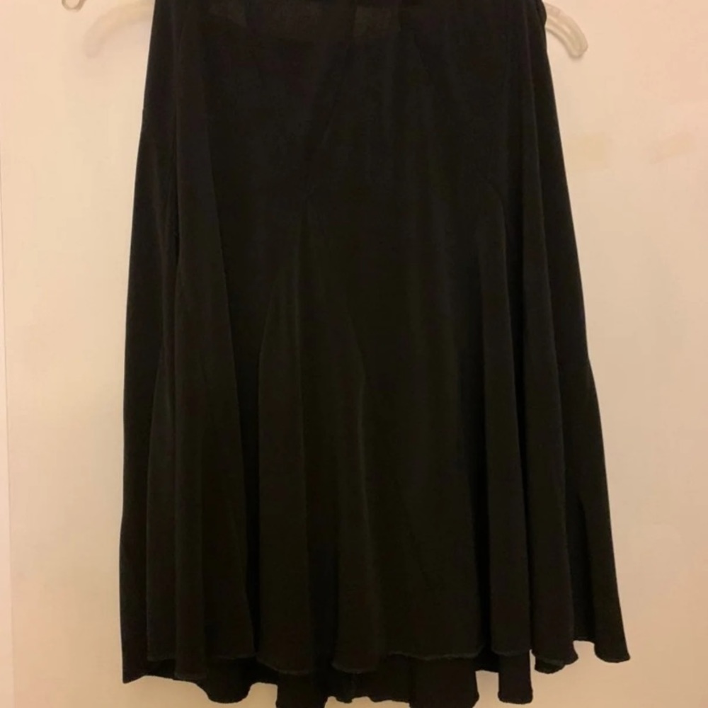 Black modest business knee length polyester skirt